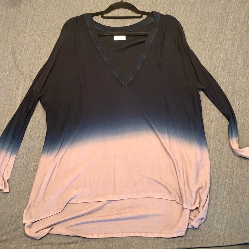 Oversized blue to grey ombré sweater
